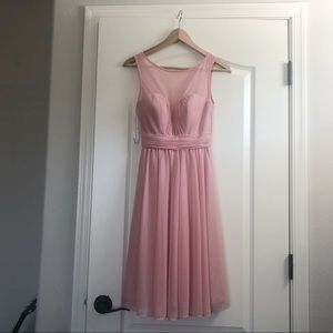 Pink David’s bridal bridesmaid dress